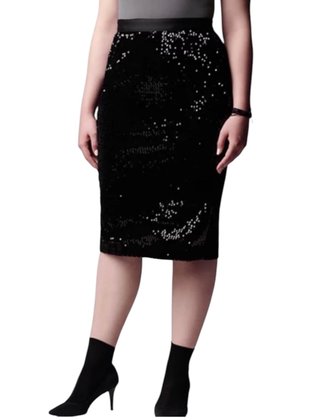 Simply Vera Vera Wang Sequin and Velvet Black Midi Skirt Women’s Size XXL